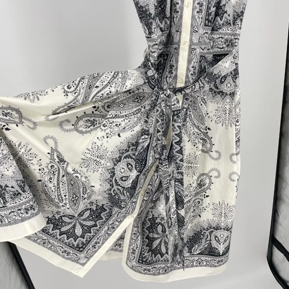Talbots PR Sample Shirt Dress 4 (Fits 6) Black White Paisley Cotton Sleeveless - Picture 7 of 10